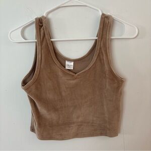 suzette beige light brown velvet velour cropped tank top.🤎